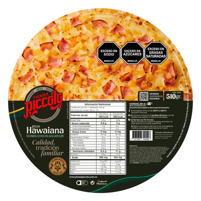 Pizza congelada Tiziano hawaiana