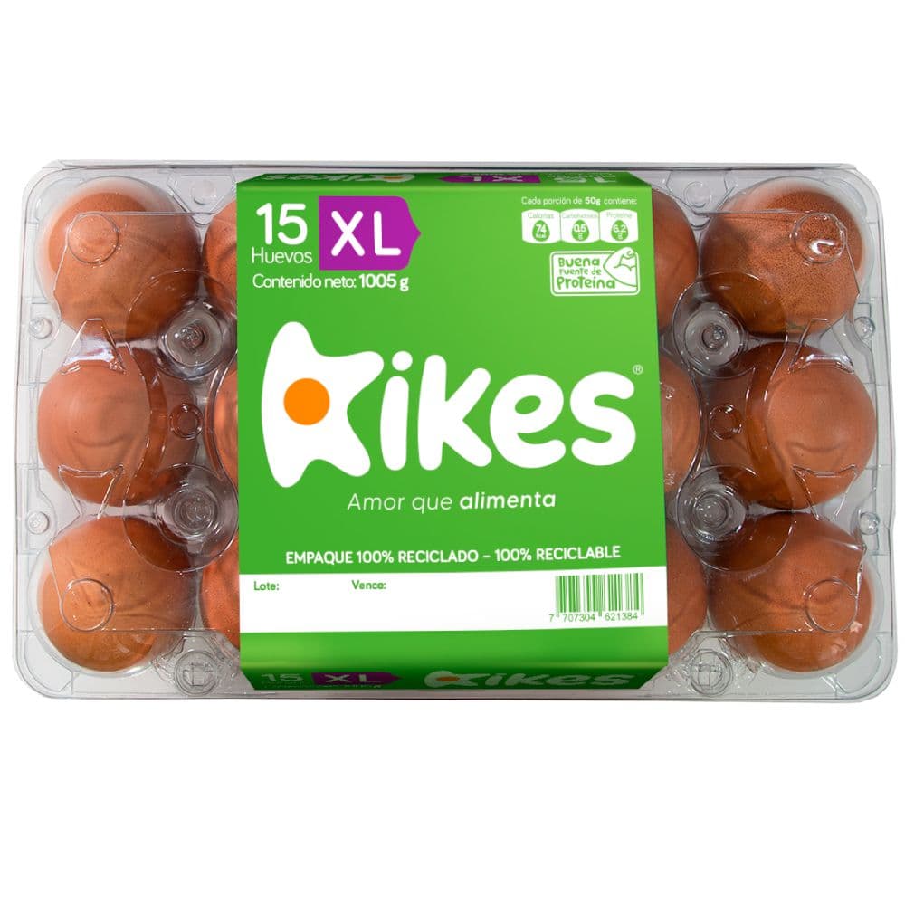 Huevos AAA KIKES rojo pet (15  und)