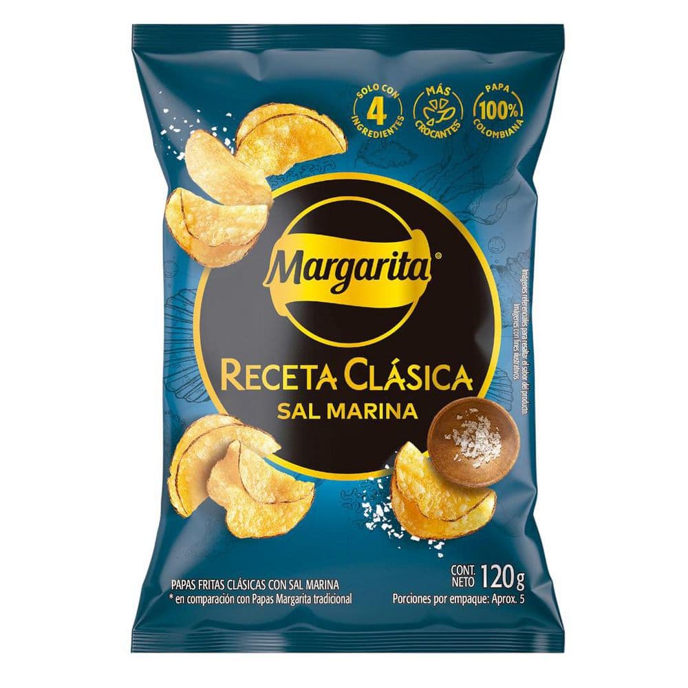 Papas MARGARITA receta clásica sal marina (120  gr)