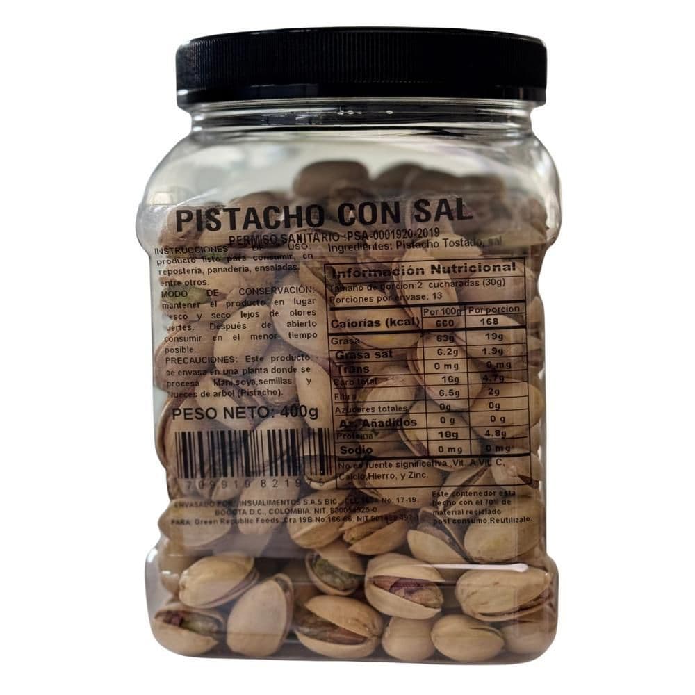Pistachos G GREEN REPUBLIC FOODS con sal (400  gr)