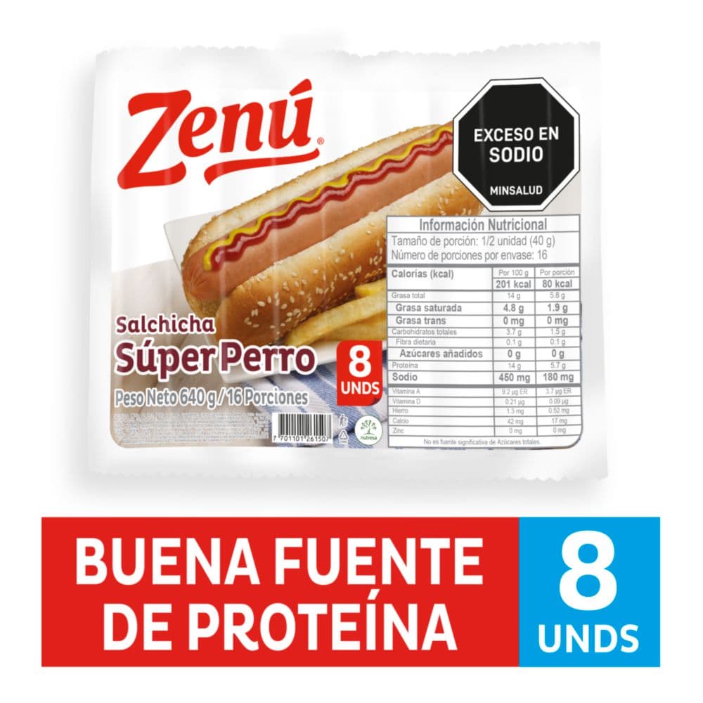 Salchicha ZENU súper perro x8und (640  gr)
