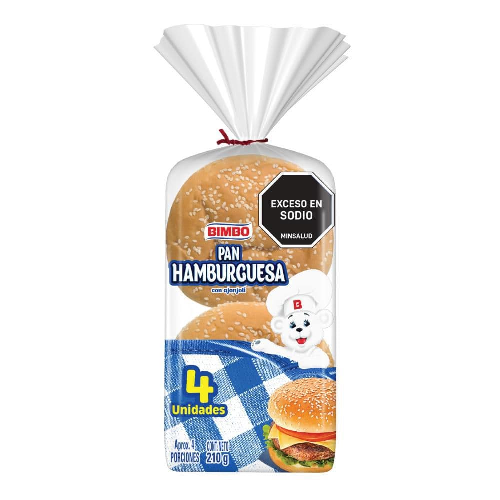 Pan Hamburguesa BIMBO Con Anjonjolí x4und (210  gr)