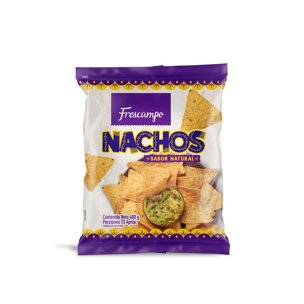 Nachos naturales FRESCAMPO tortilla de maíz natural (400  gr)